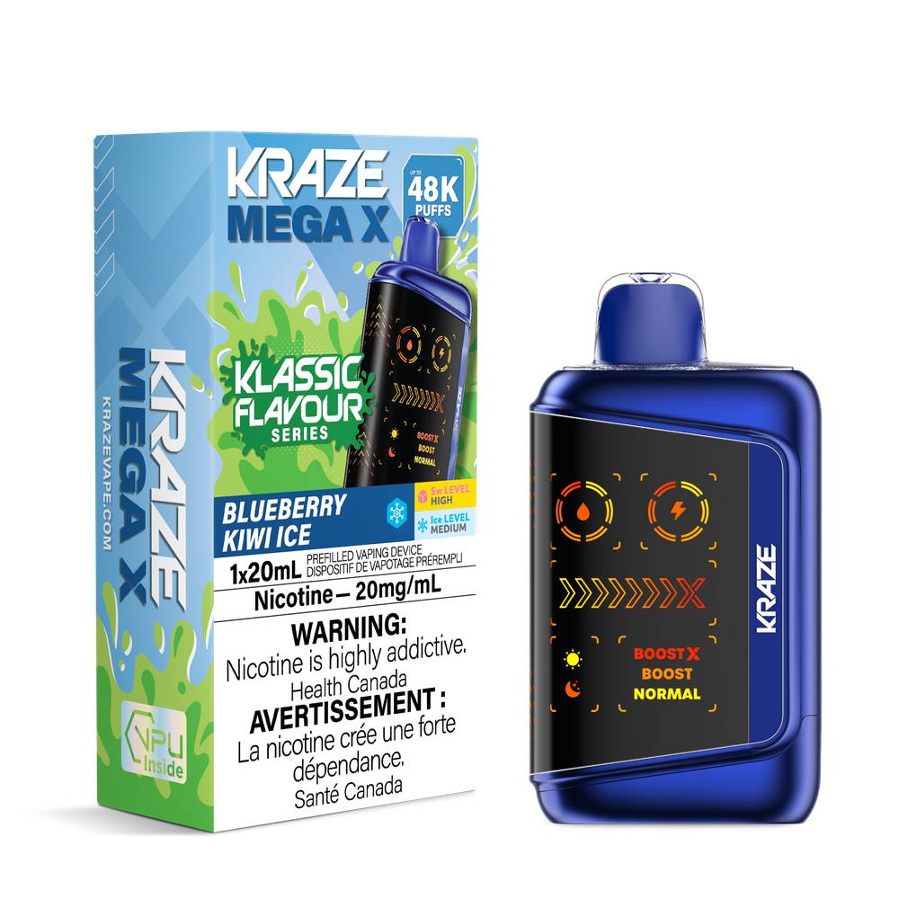 Kraze Mega X 48K Disposable Vape Blueberry Kiwi Ice